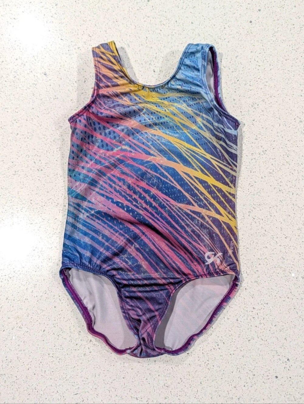 HOLOGRAPH GK ELITE Gymnastics Dance Leotard Child Small PRISMATIC Rainbow Fields